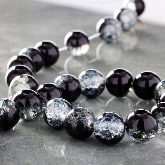 Bead Gallery® Black Crackled Glass Round Beads, 8mm